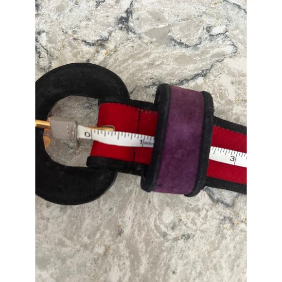Vintage 80s Genuine Leather Belt Color Block Funky Artsy Size Small JL main image 5